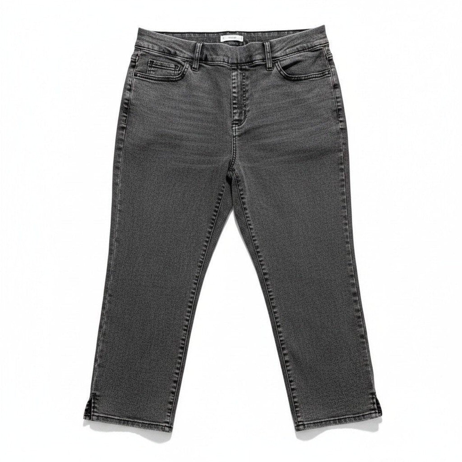 Terra & Sky 0X Womens Gray Cropped Jeggings Plus Size Casual Vintage