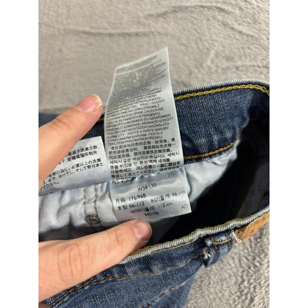 Levis 514 Jeans Men 38x30 Straight Medium Wash Denim Classic Casual Faded