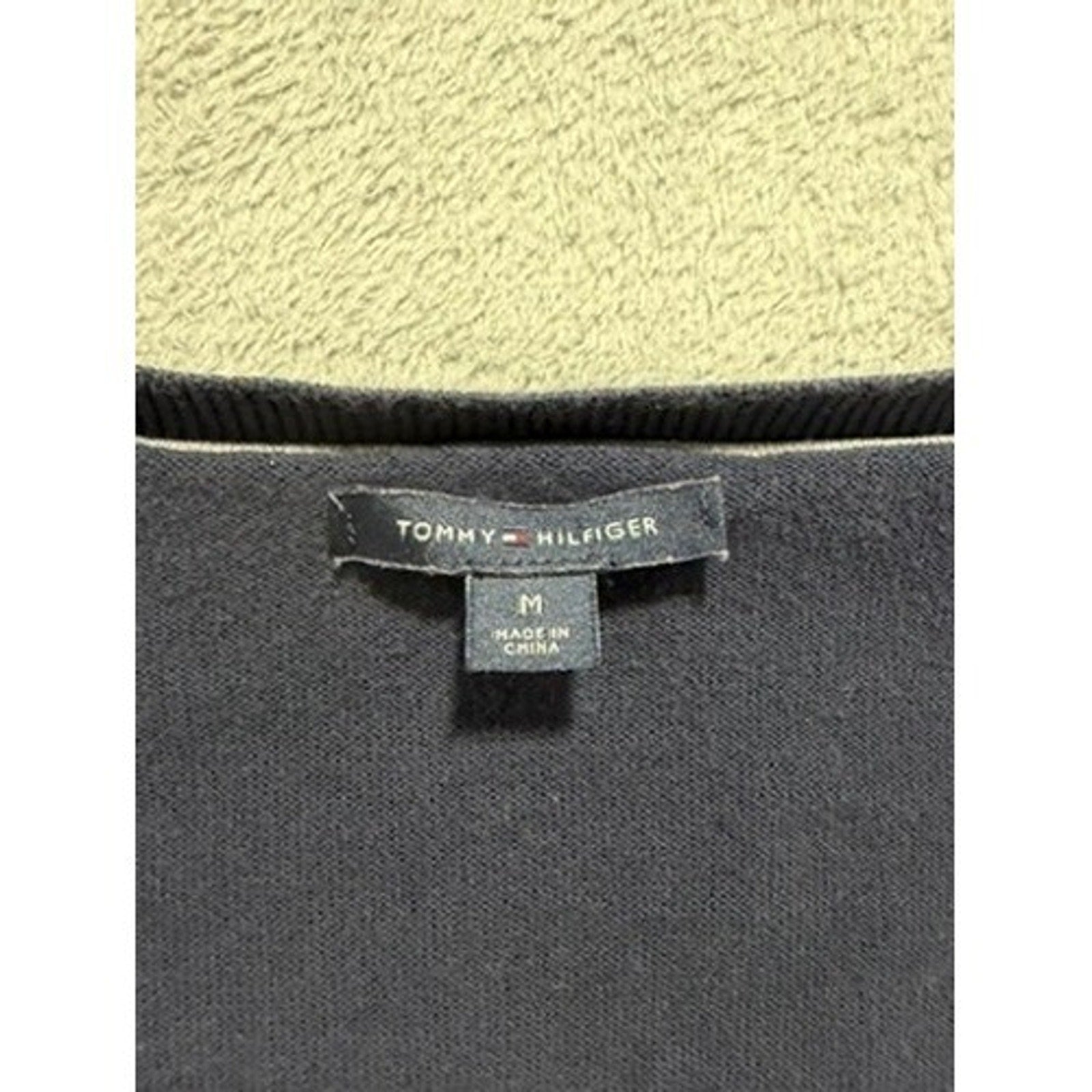Tommy Hilfiger Sweater Womens M Navy Polka Dot V Neck Long Sleeve Preppy
