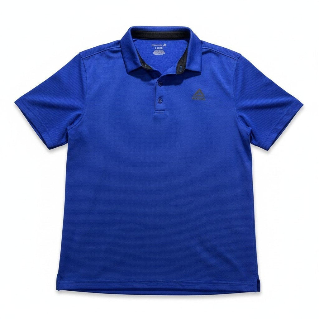 Reebok L Blue Short Sleeve Polo Shirt Mens Athleisure Casual Sporty