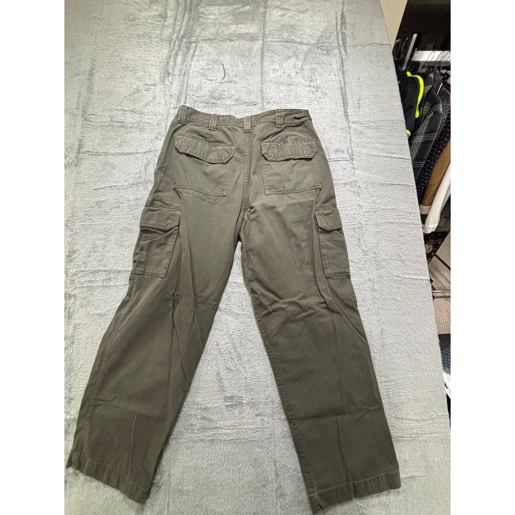 Basic Editions 36x32 Olive Green Cargo Pants Mens Casual Vintage Style