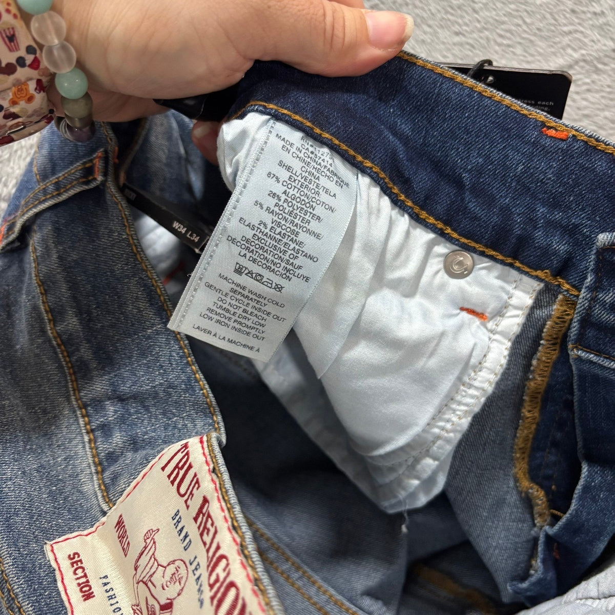 True Religion Ricky Mens 34x34 Blue Relaxed Straight Jeans Flap Pocket Denim Y2K