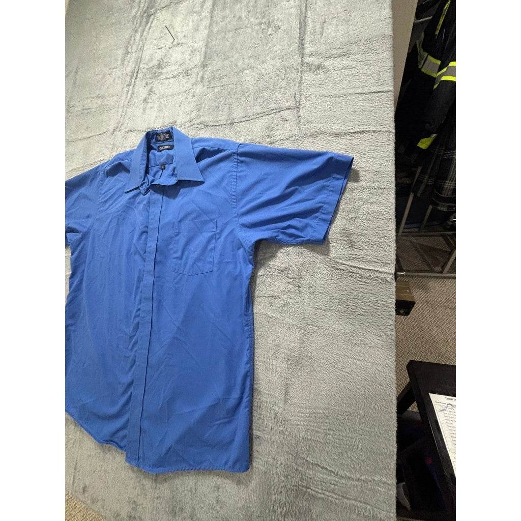 Puritan 16.5 Blue Short Sleeve Button Front Shirt Mens Casual Classic Preppy