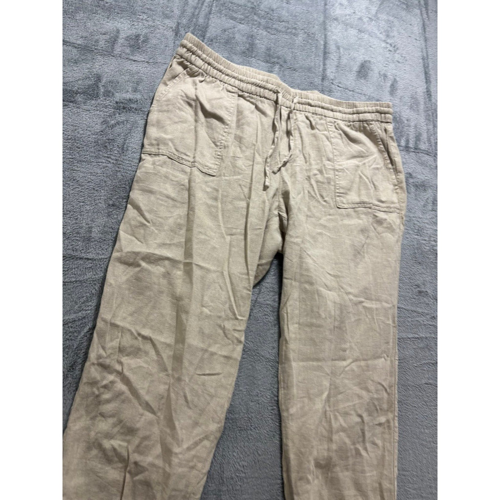 Old Navy L Tall Beige Womens Linen Blend Pants Boho Casual Cozy