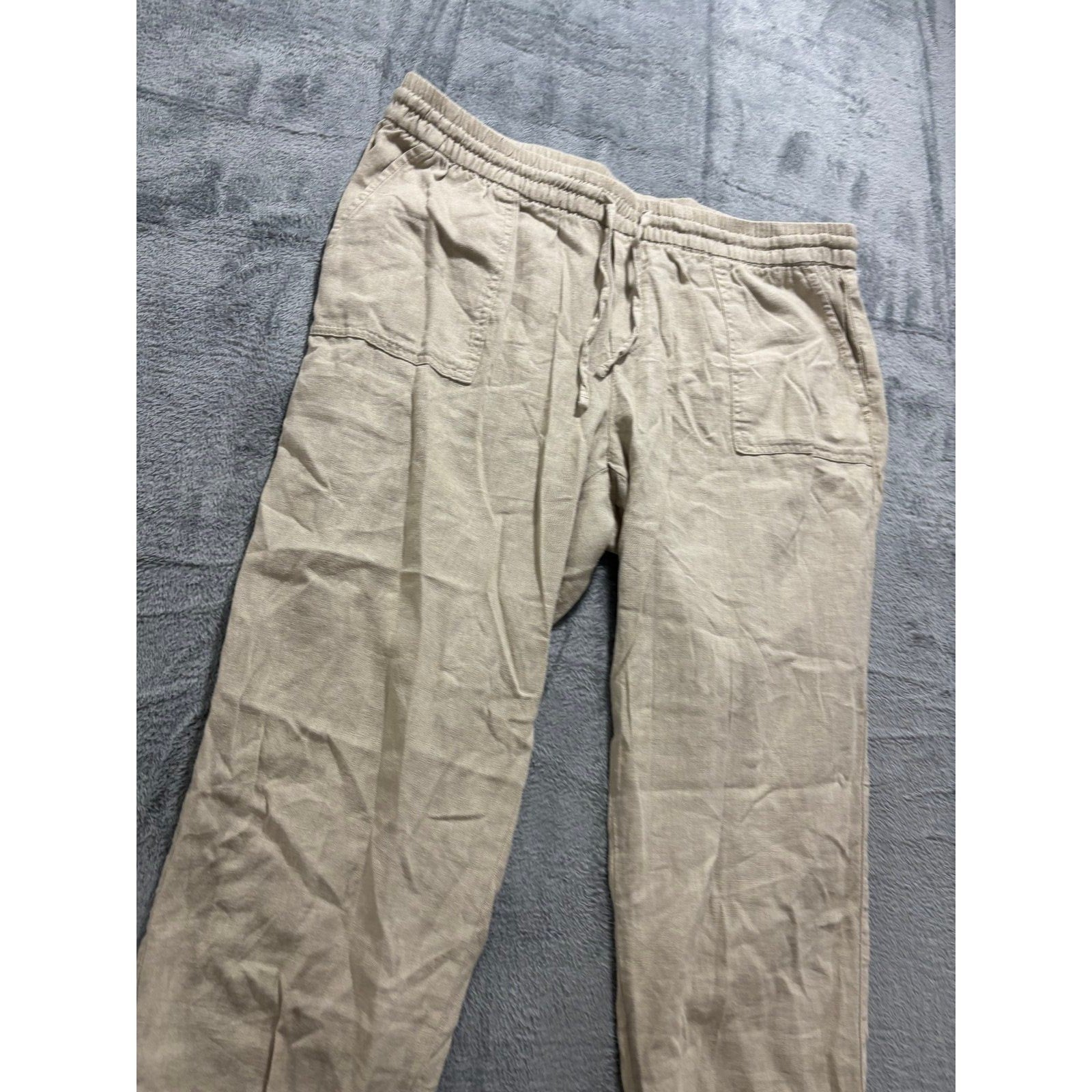 Old Navy L Tall Beige Womens Linen Blend Pants Boho Casual Cozy