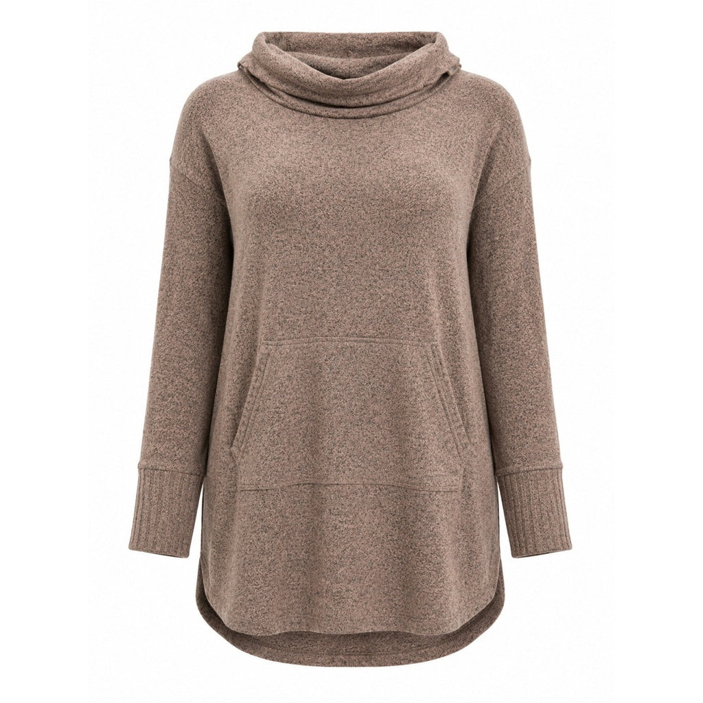 Torrid Super Soft Plush Cowl Neck Tunic Sweater Mauve Brown Marl Size 0 L XL