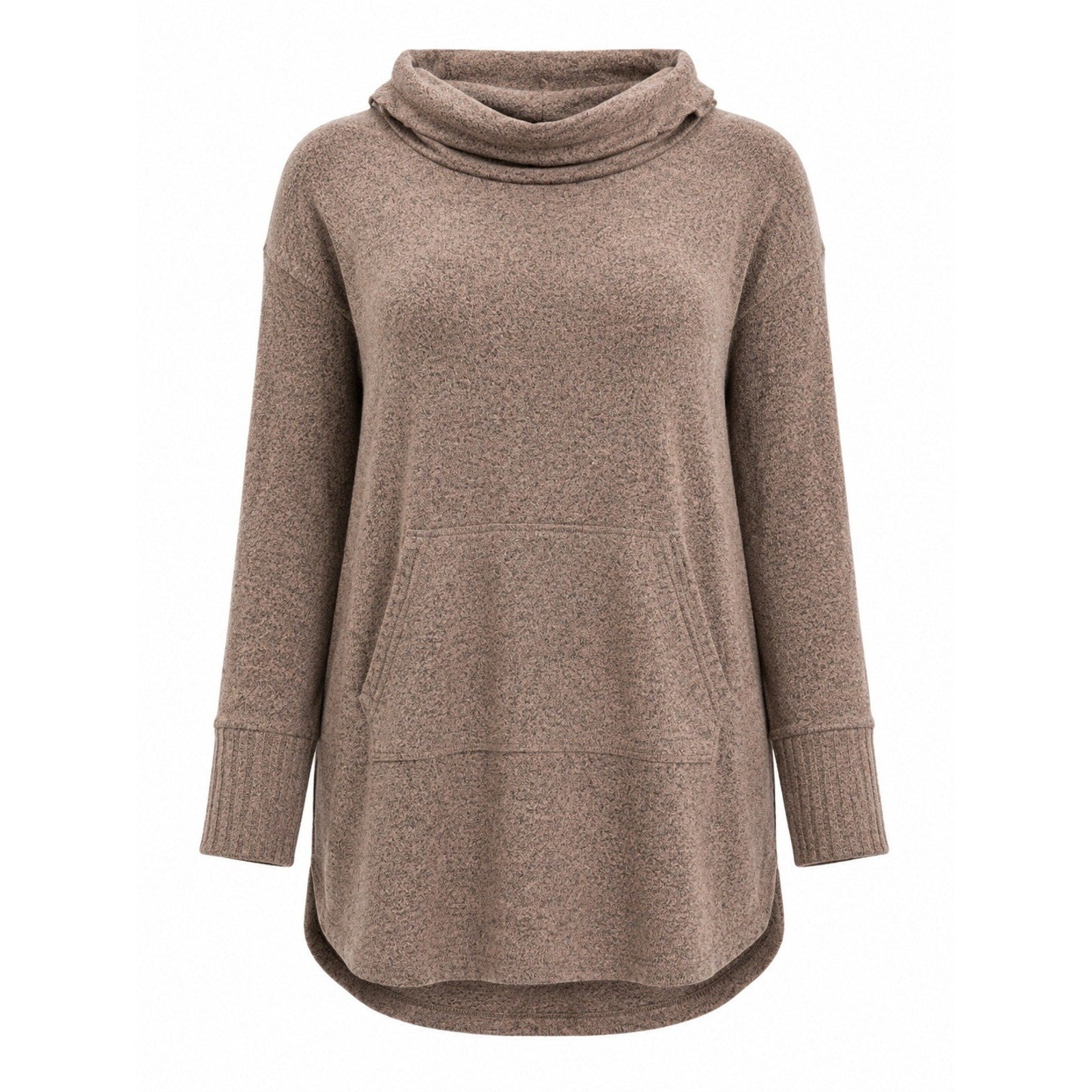 Torrid Super Soft Plush Cowl Neck Tunic Sweater Mauve Brown Marl Size 0 L XL