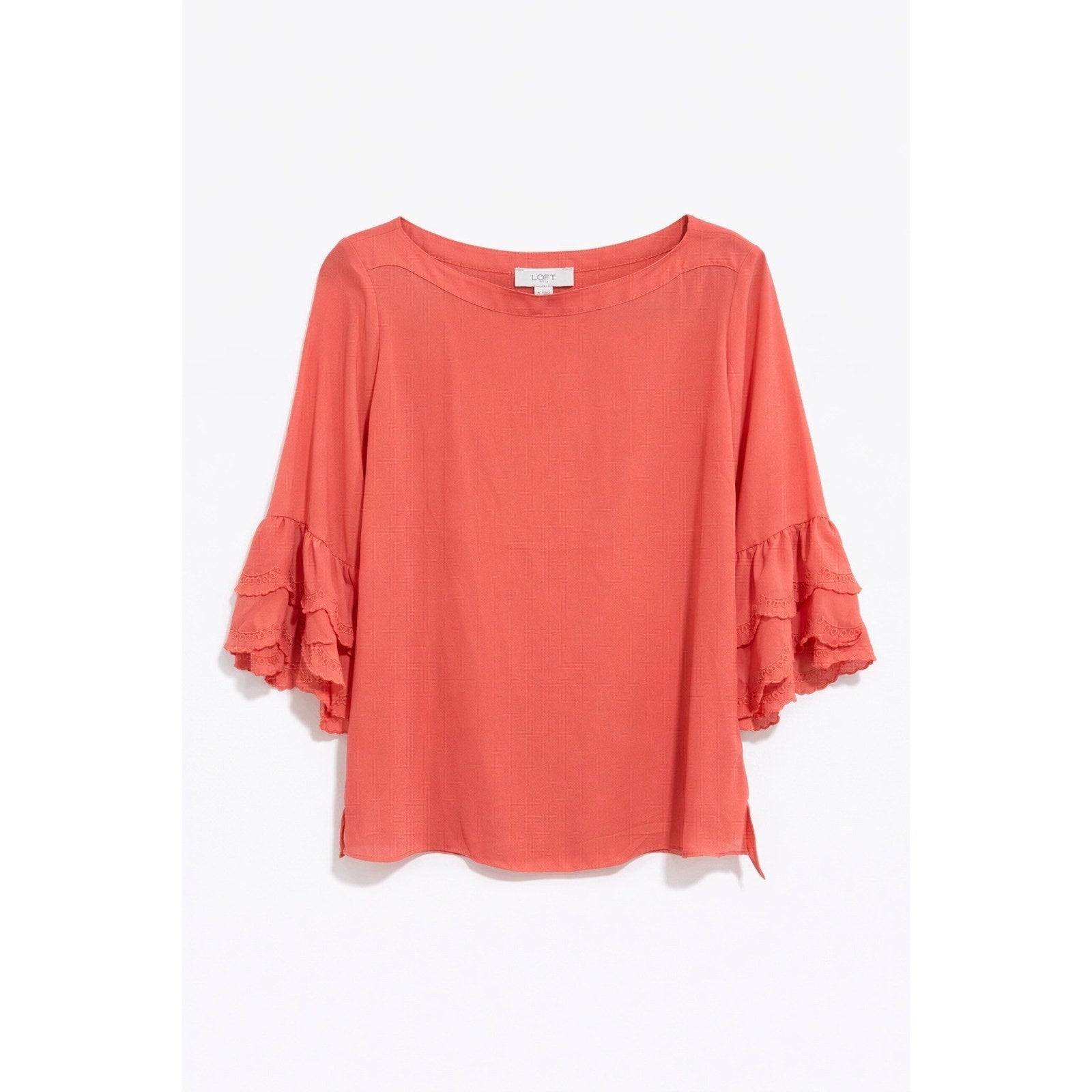 LOFT Outlet Coral Blouse Ruffle Sleeve Feminine Chic Top Small Coquette Office