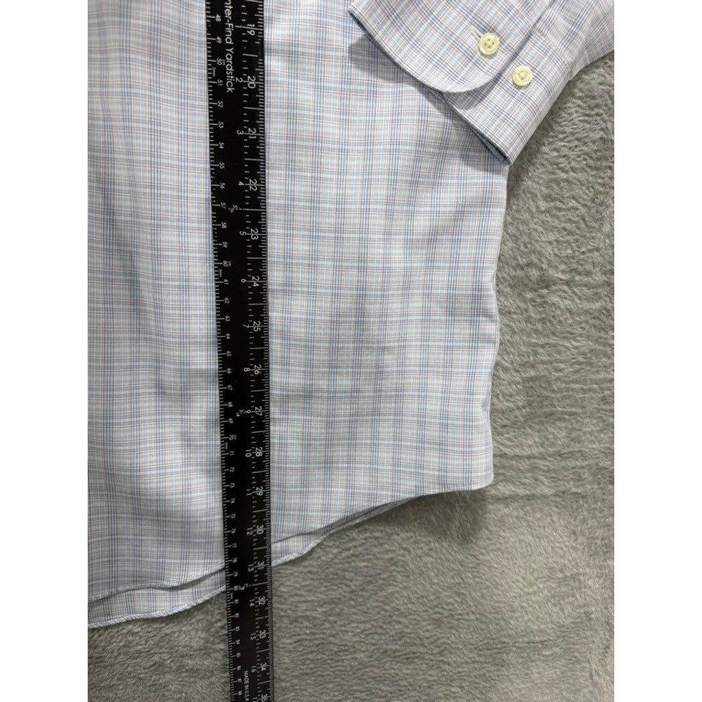 Brooks Brothers Dress Shirt Mens Large 16.5 34 Blue Check Cotton Classic