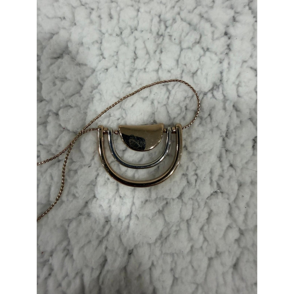 Banana Republic Womens OS Tri-Tone Geometric Crescent Necklace Vintage Casual