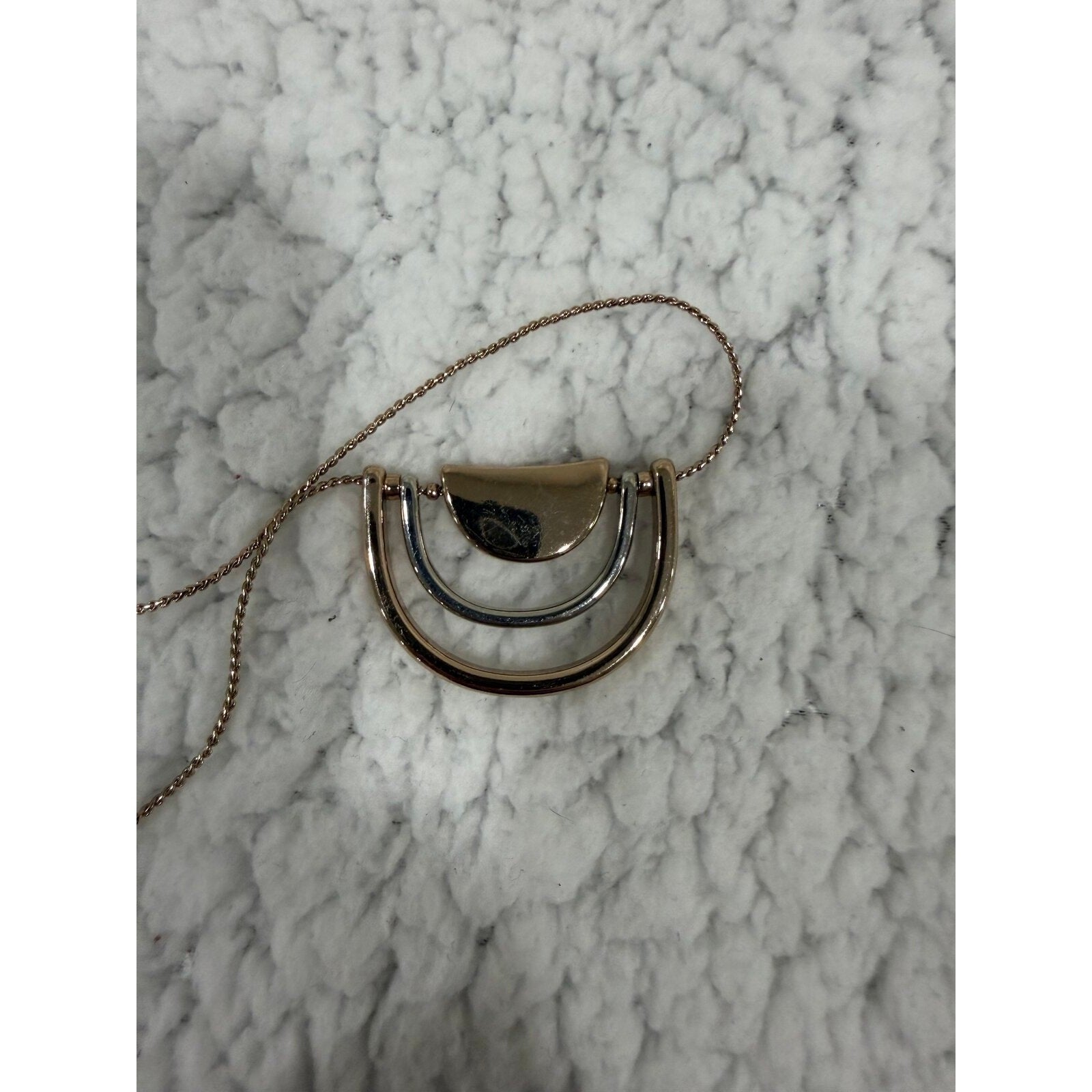 Banana Republic Womens OS Tri-Tone Geometric Crescent Necklace Vintage Casual