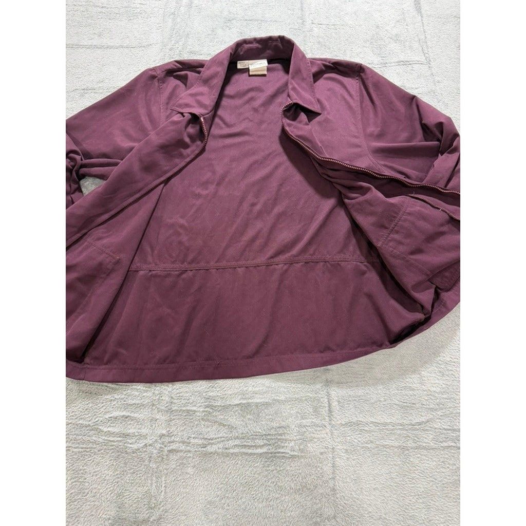 Koret Petites Womens Plum Purple Full Zip Utility Jacket Collared Flap Pockets L