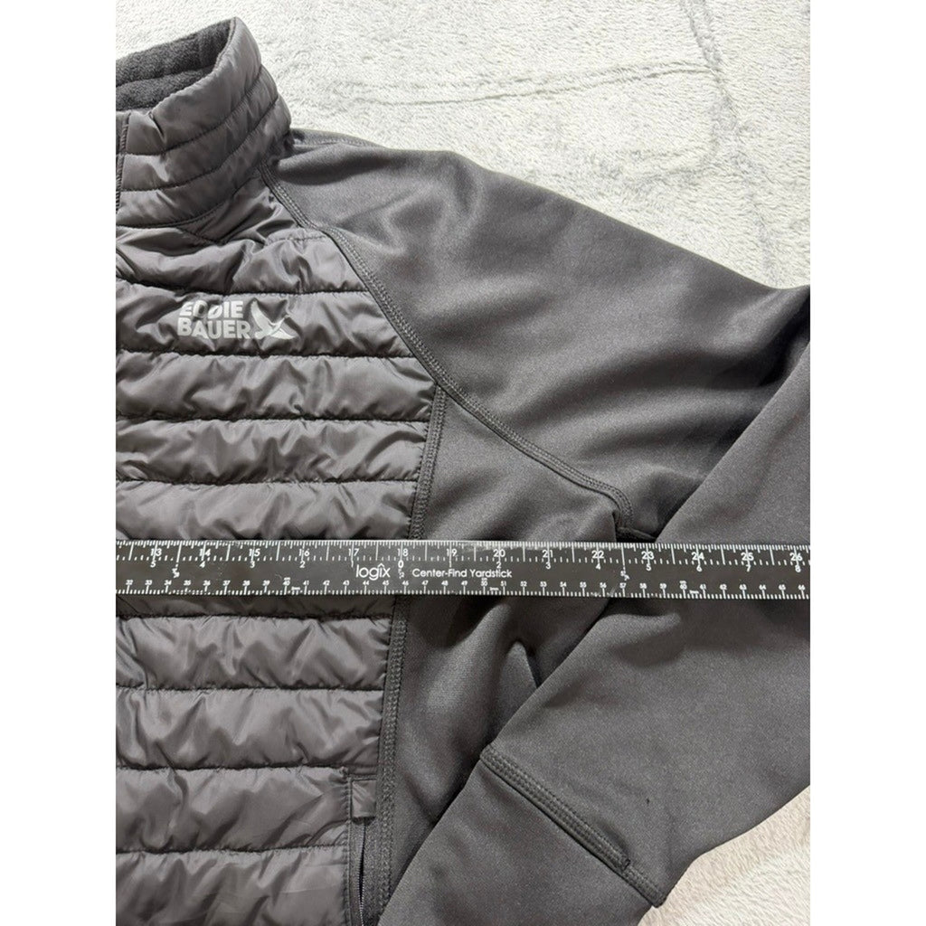 Eddie Bauer Women 2XL Black Hybrid Puffer Softshell Fleece Lined Jacket Full Zip