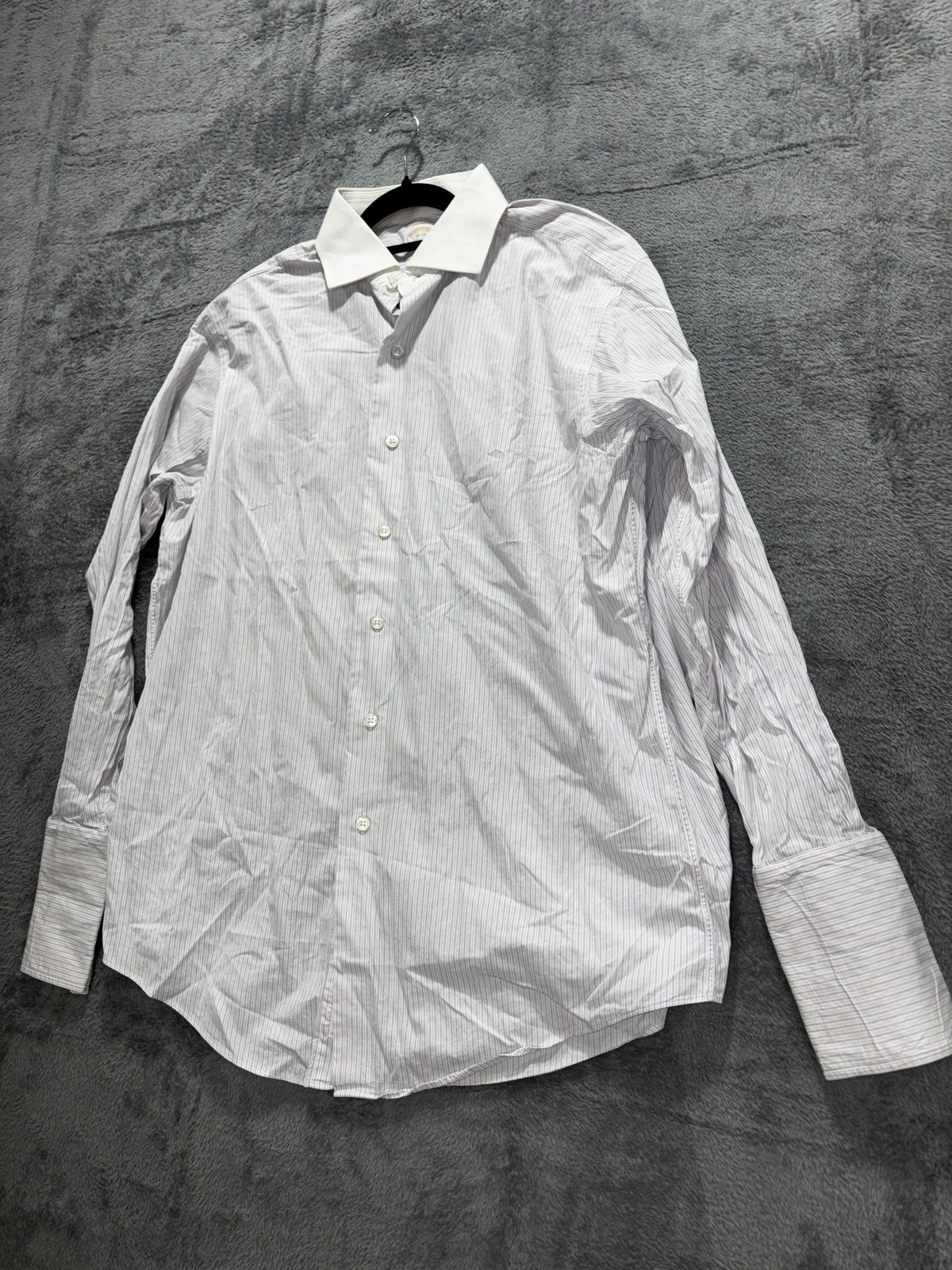 Brooks Brothers Mens 16-33 White Striped Long Sleeve Button Up Dress Shirt