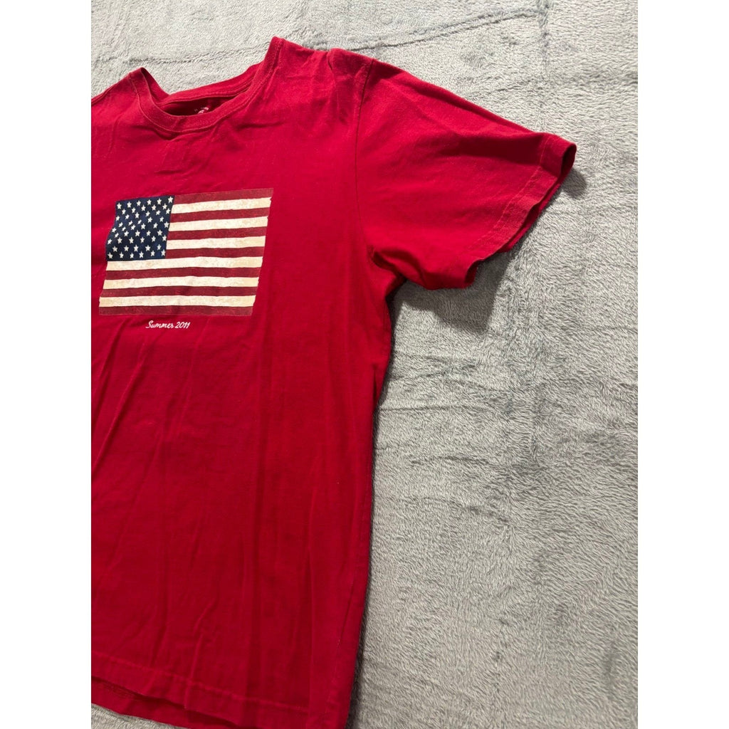 Faded Glory L Red American Flag Graphic T-Shirt Mens Vintage Casual Summer 2011