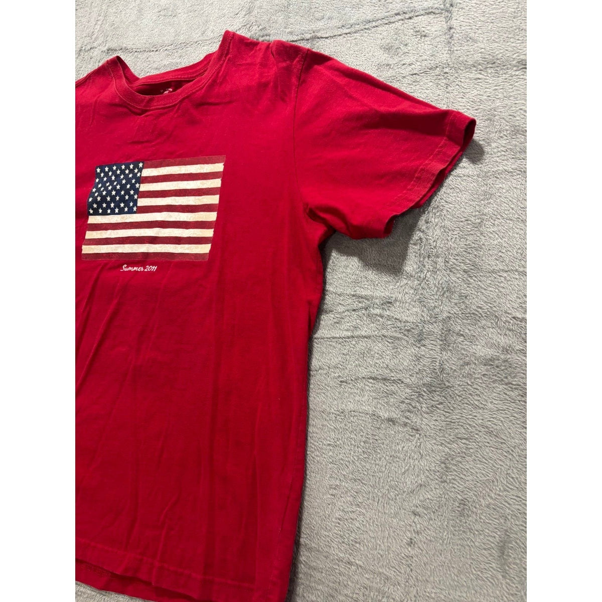 Faded Glory L Red American Flag Graphic T-Shirt Mens Vintage Casual Summer 2011