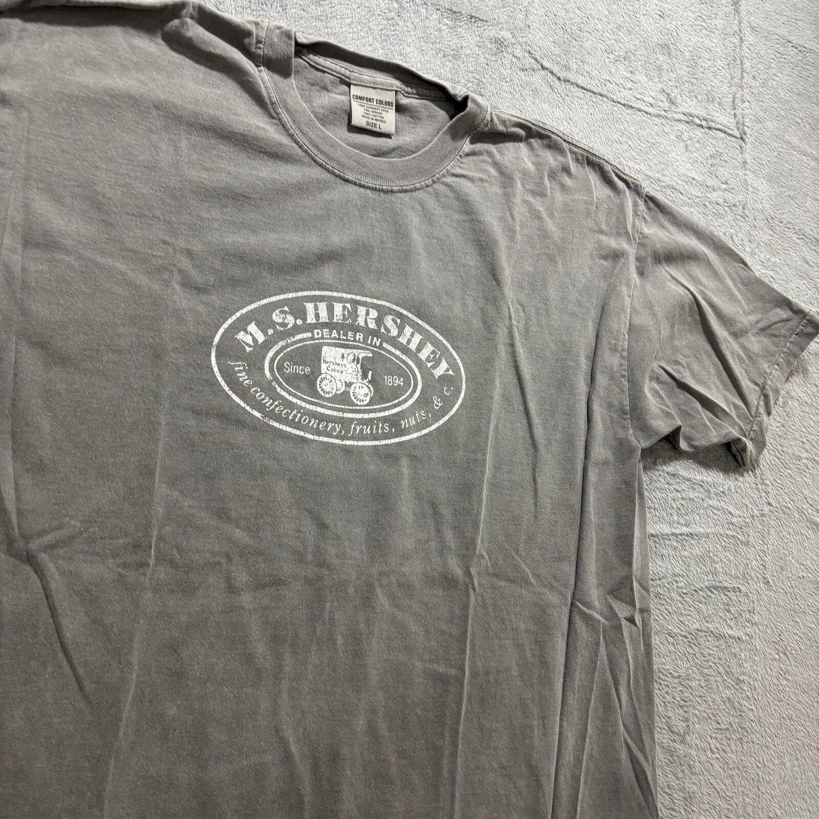 Comfort Colors L Gray M.S. Hershey Graphic T-Shirt Womens Vintage Casual