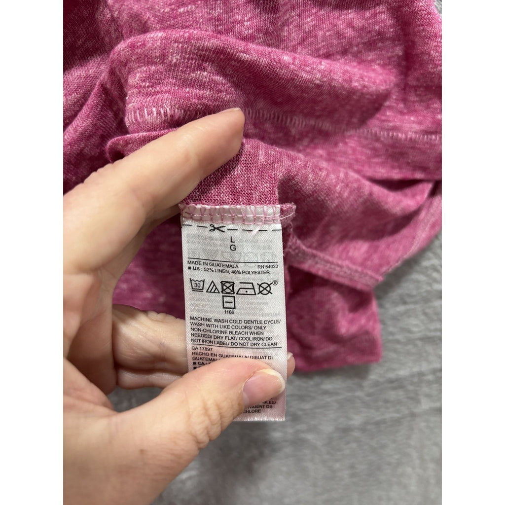 Old Navy L Womens Pink Heather Linen Blend Pocket Tank Top Casual Boho Summer