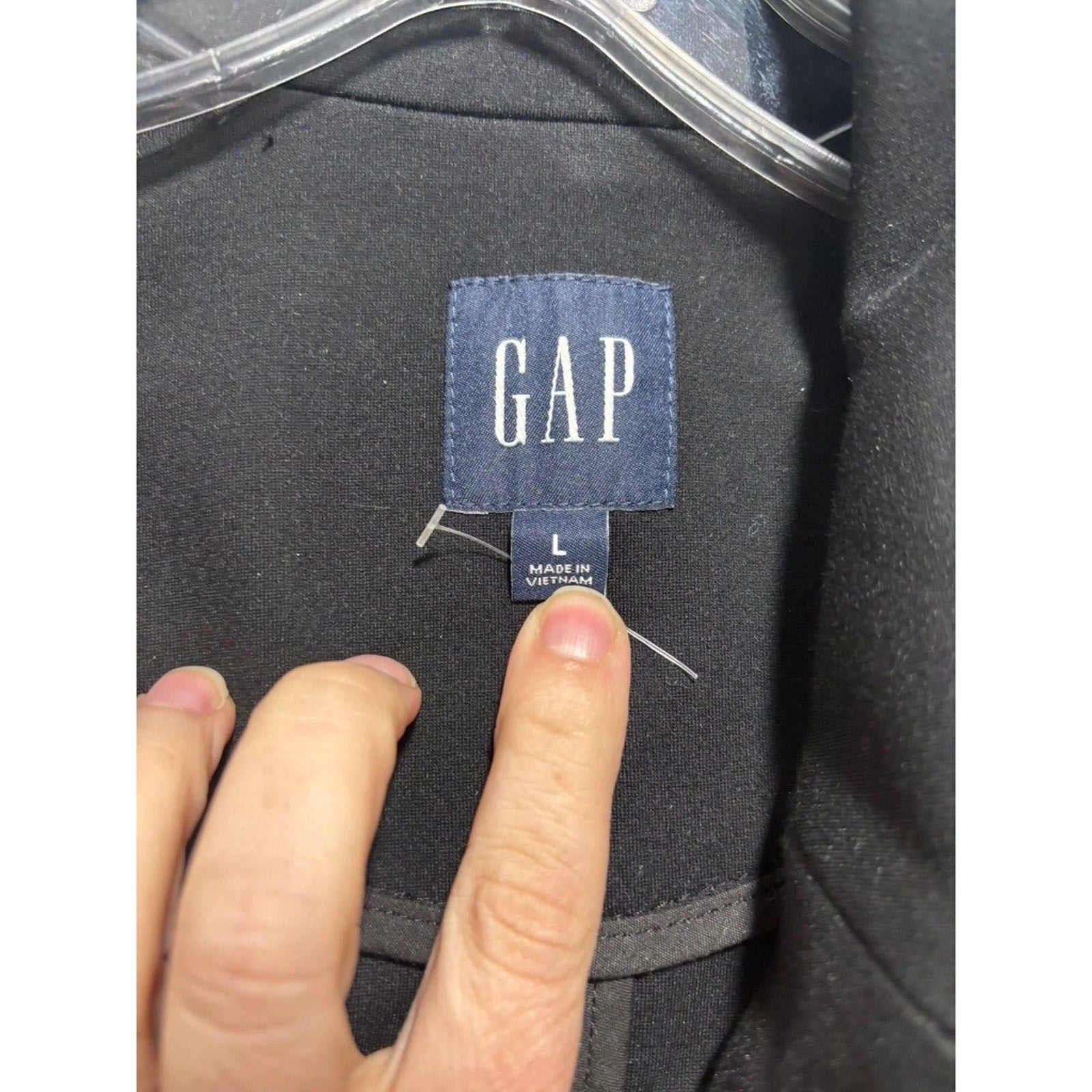 GAP Womens Black Two-Button Stretch Knit Blazer Jacket Size Large L Solid