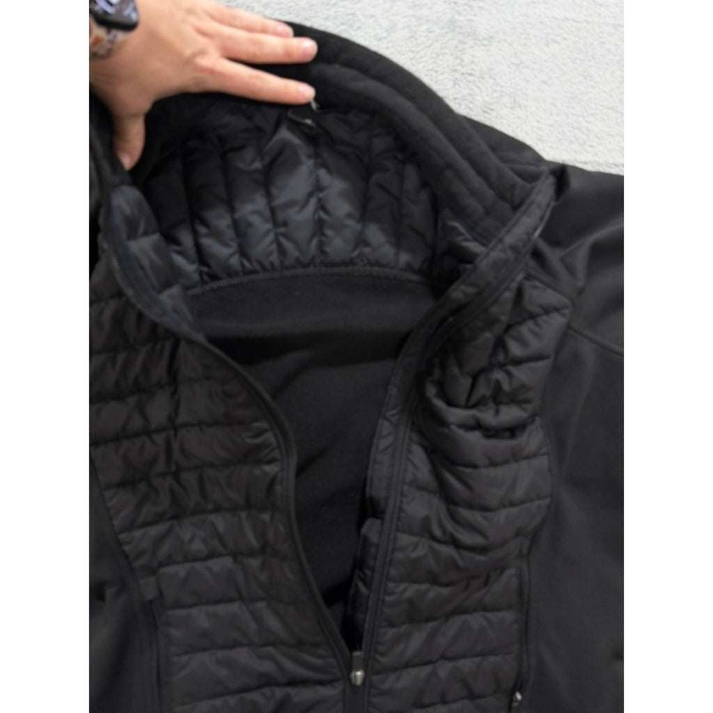 Eddie Bauer Women 2XL Black Hybrid Puffer Softshell Fleece Lined Jacket Full Zip