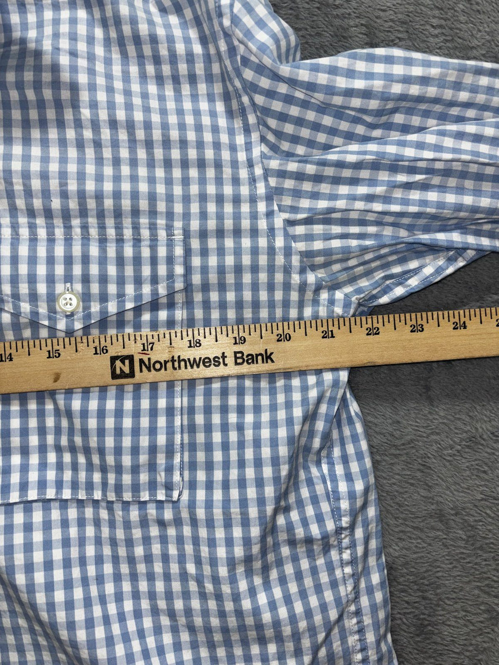 J.Crew Men's Blue White Gingham Check Shirt Size M, photo 6 of 8