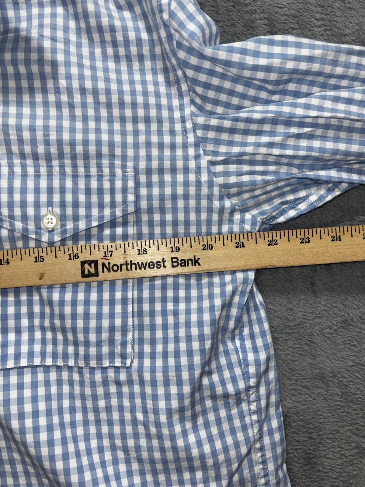 J.Crew Men's Blue White Gingham Check Shirt Size M, photo 6 of 8