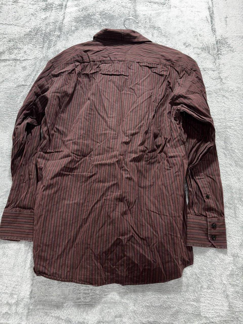 Ben Sherman Mens 16 32-33 Burgundy Striped Long Sleeve Button Up Dress Shirt