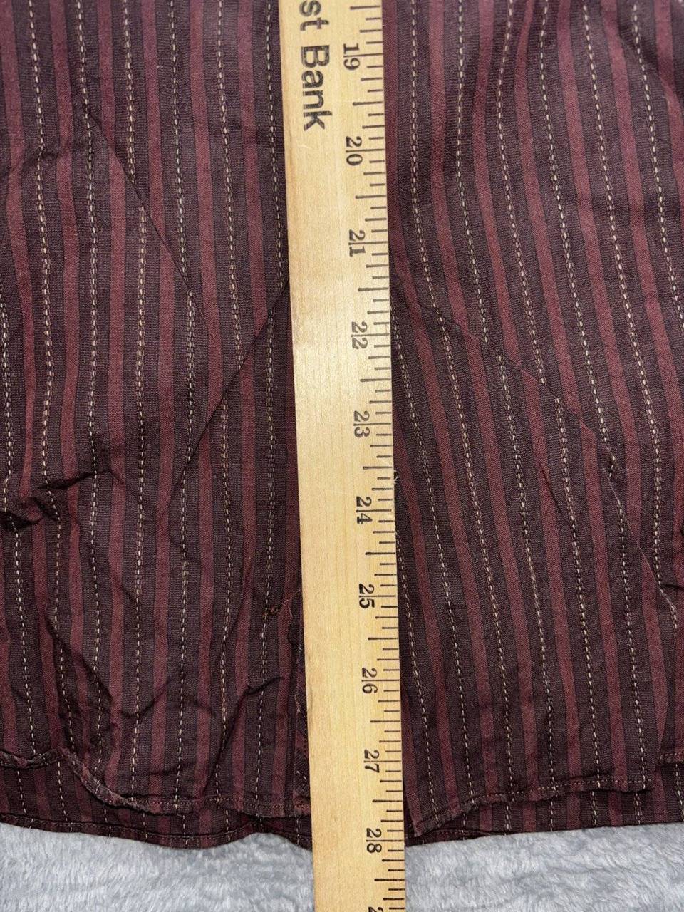 Ben Sherman Mens 16 32-33 Burgundy Striped Long Sleeve Button Up Dress Shirt