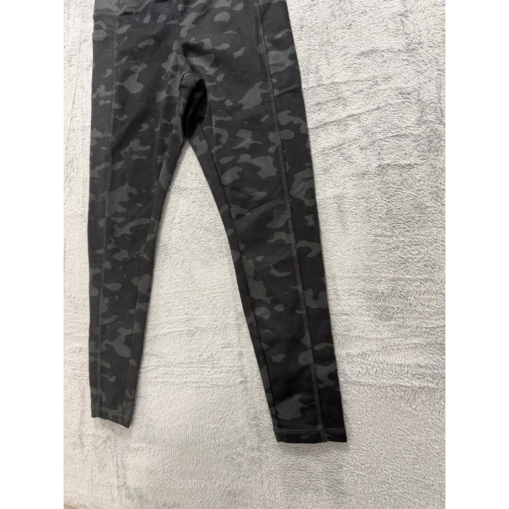 Danskin Womens S Black Camo High Rise Leggings Side Pockets Athleisure Casual
