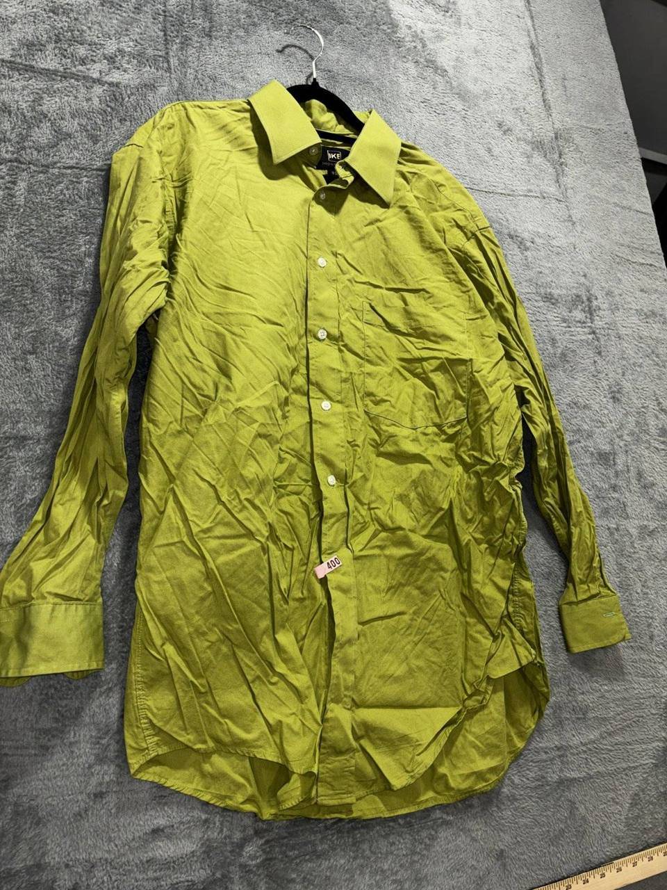 Ike Behar Men's Chartreuse Green Dress Shirt 16-32, photo 4 of 10