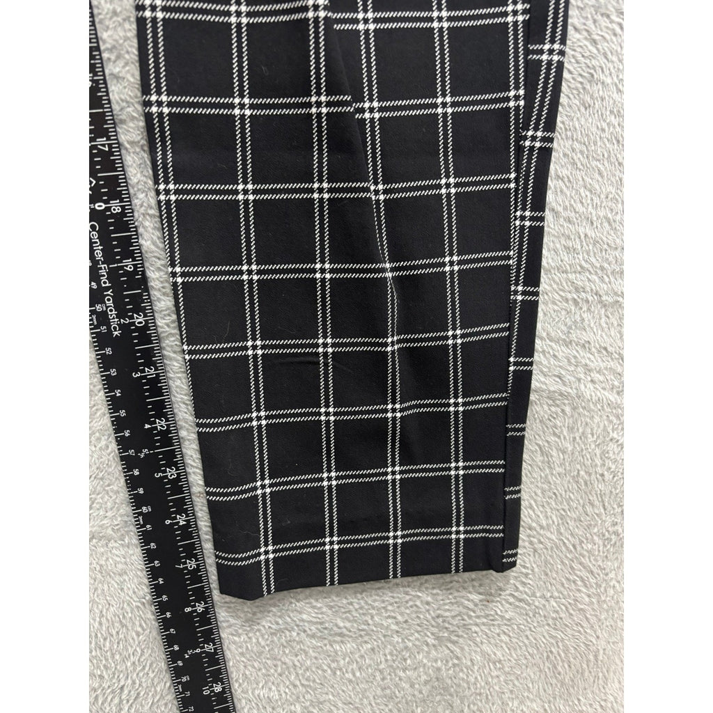 Old Navy Pixie High Rise Ankle Pants Black White Windowpane Plaid Womens 14