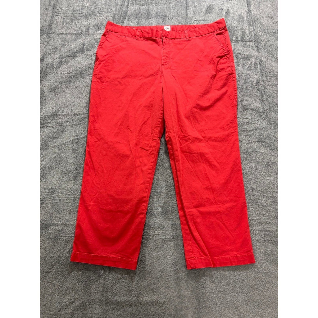 GAP Womens 18 Red Chino Pants Relaxed Crop Casual Preppy