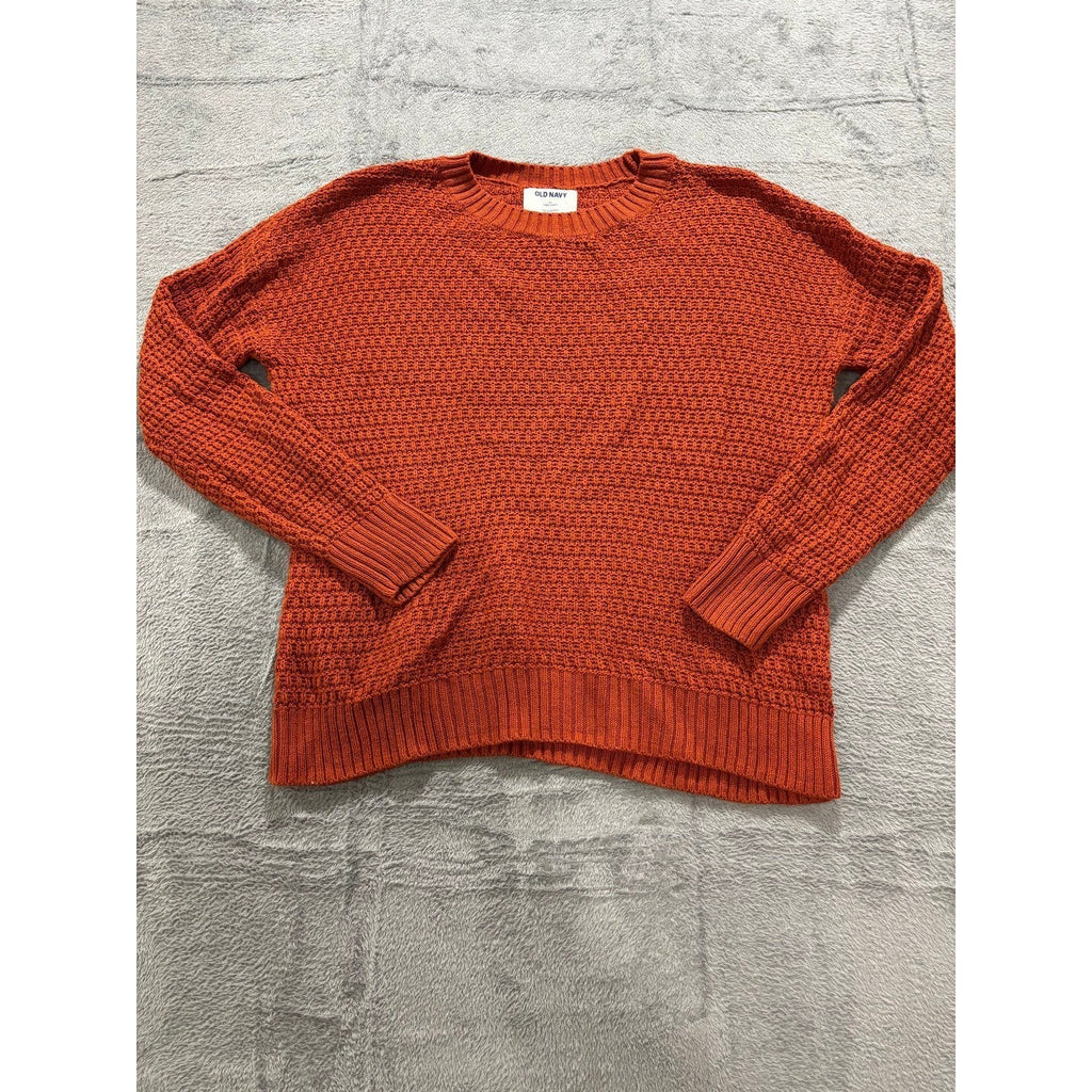 Old Navy Womens M Burnt Orange Waffle Knit Tunic Sweater Boho Casual Cozy
