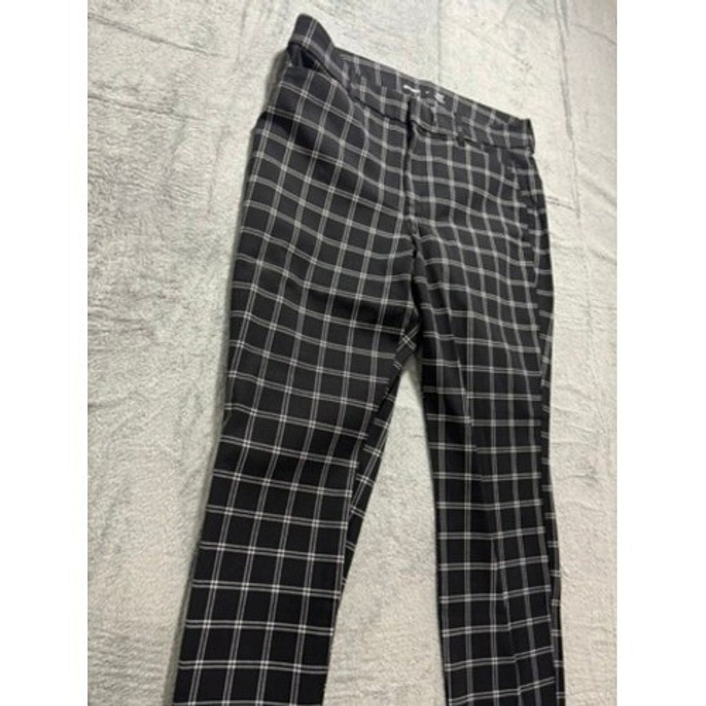 Old Navy Pixie High Rise Ankle Pants Black White Windowpane Plaid Womens 14