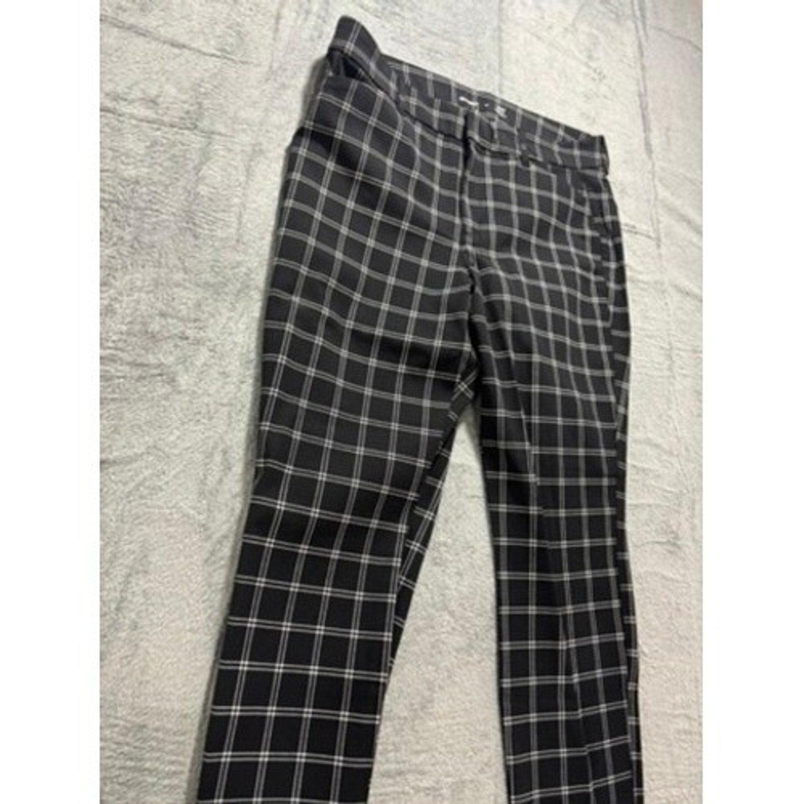 Old Navy Pixie High Rise Ankle Pants Black White Windowpane Plaid Womens 14