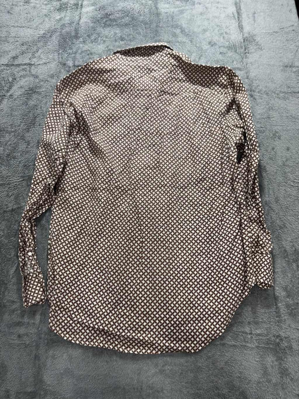 J. McLaughlin Men's Brown Cream Geometric Shirt L, photo 4 of 9