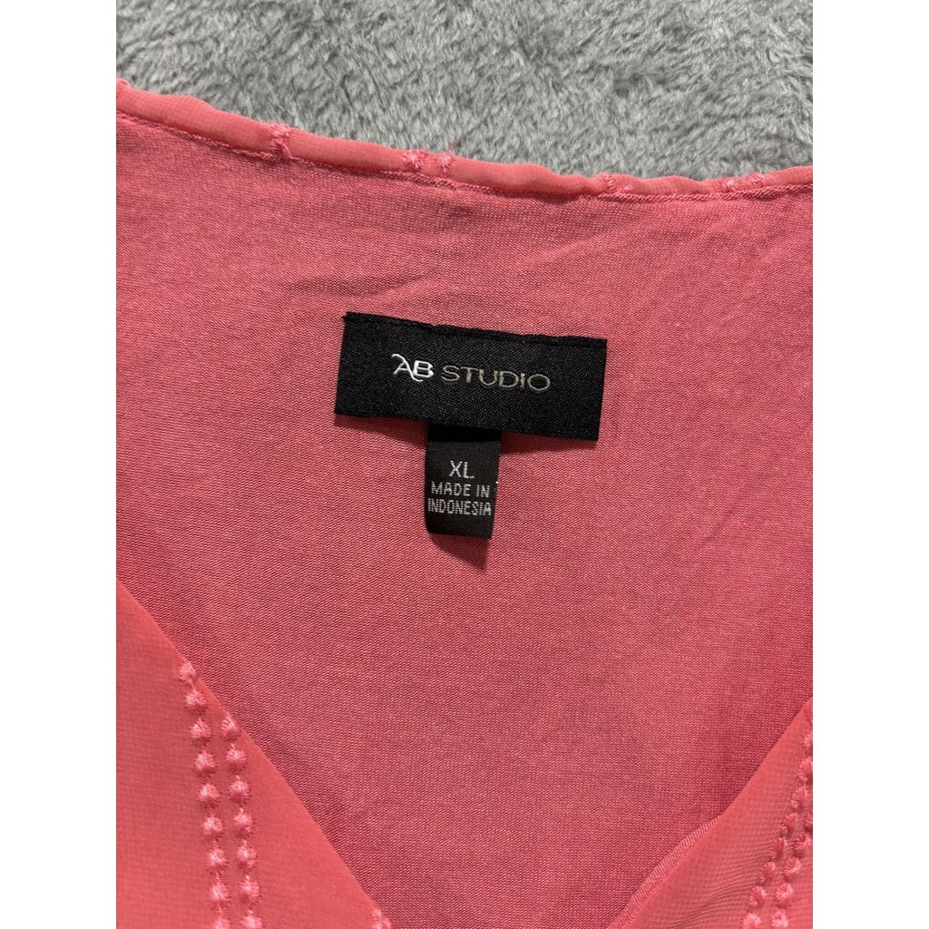 AB Studio XL Womens Pink Layered Sleeveless Blouse Boho Casual Top