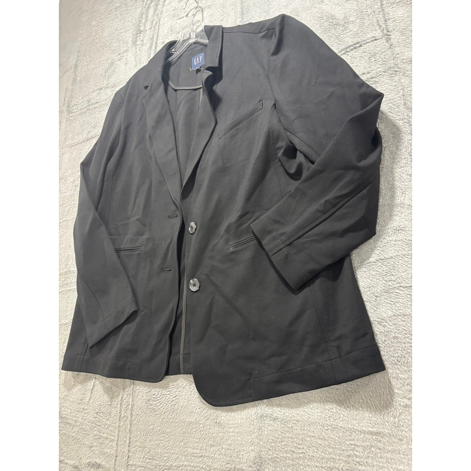 GAP Womens Black Two-Button Stretch Knit Blazer Jacket Size Large L Solid
