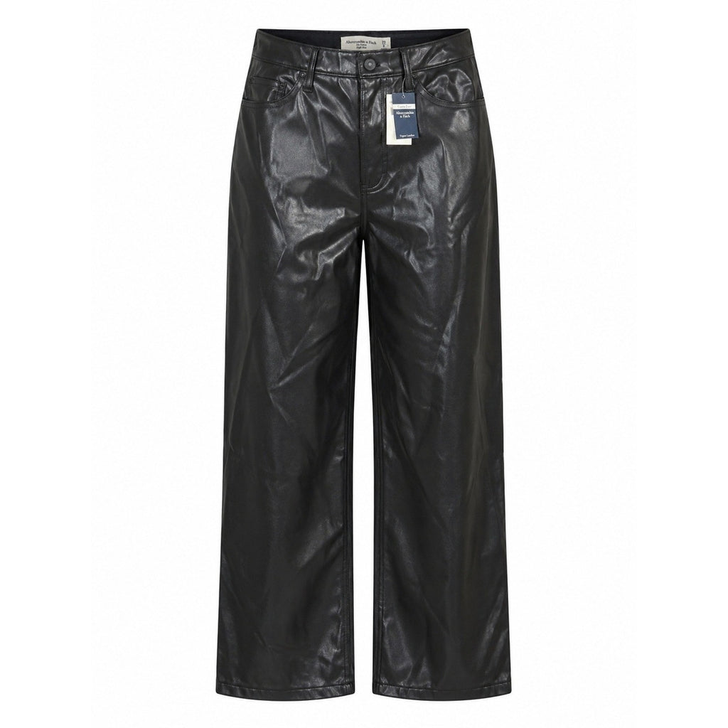 Abercrombie & Fitch Curve Love Loose High Rise Vegan Leather Pants Black 29 8