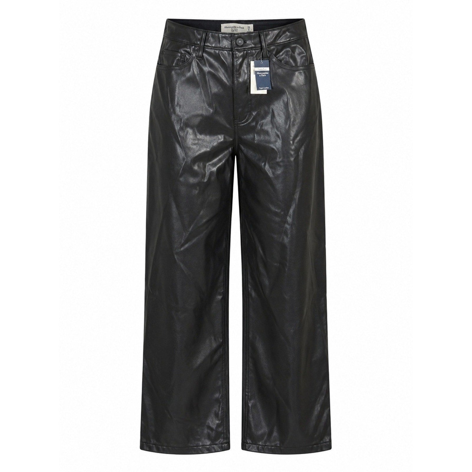 Abercrombie & Fitch Curve Love Loose High Rise Vegan Leather Pants Black 29 8