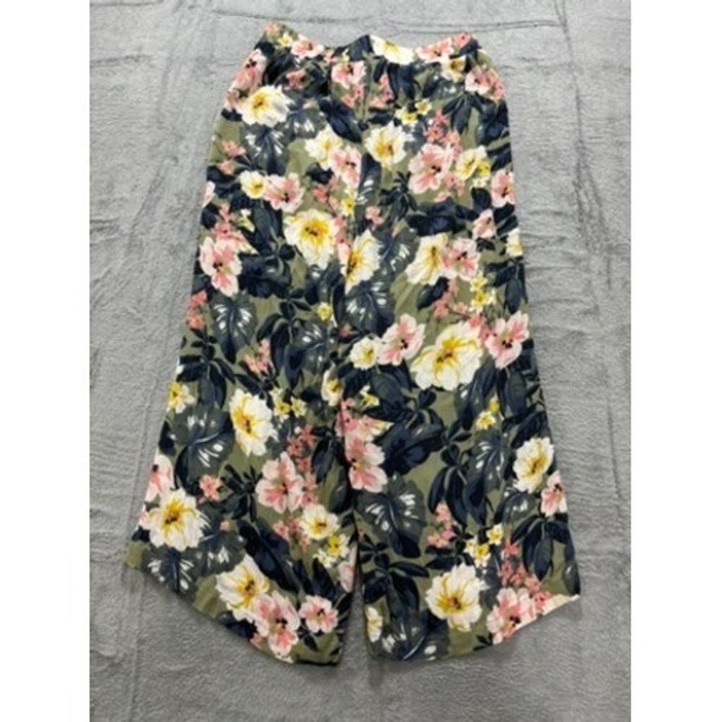 Westport Cropped Pants Womens XS Floral Pull On Elastic Waist Wide Leg