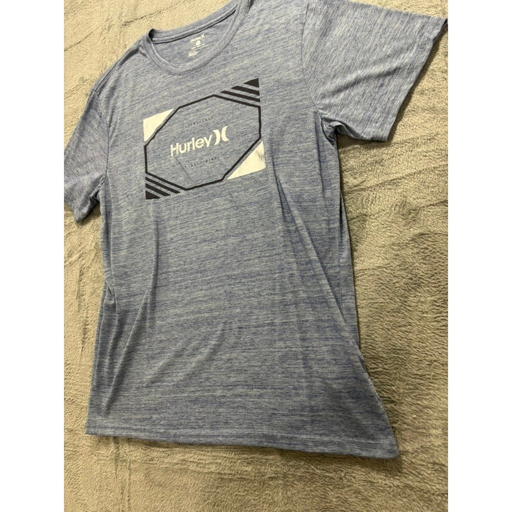 Hurley Mens M Blue Heather Graphic Logo T-Shirt Surf Short Sleeve Casual