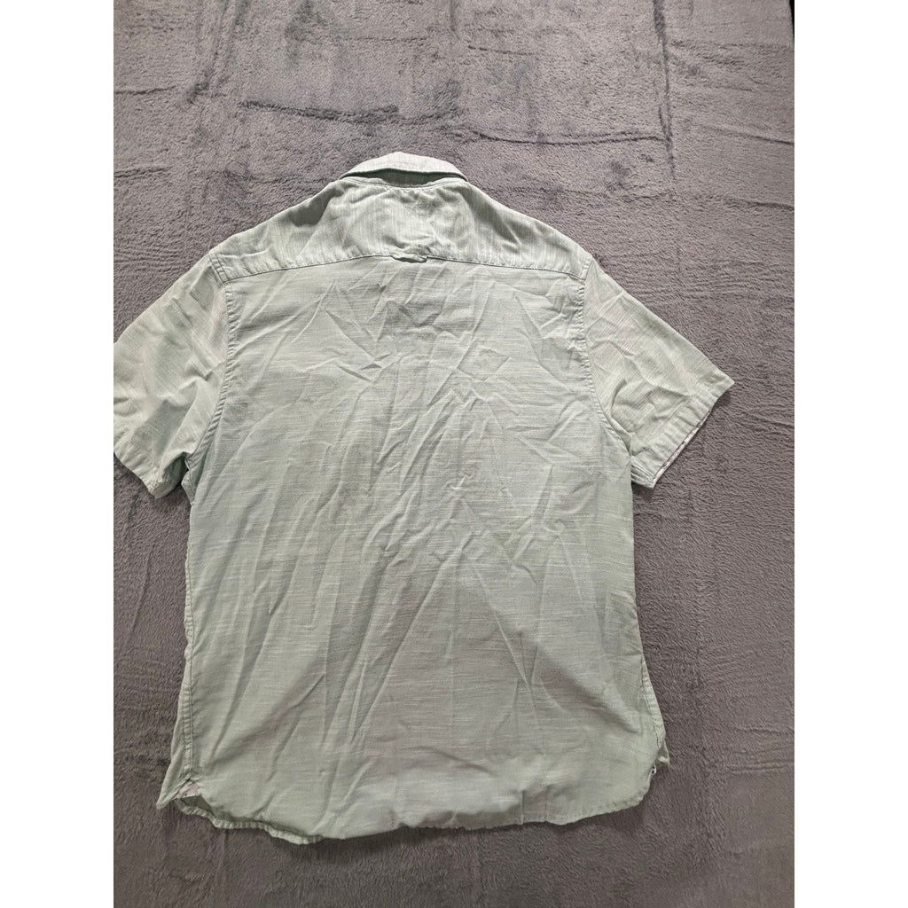 Denim & Flower L Mint Green Short Sleeve Button Down Shirt Casual Preppy Mens