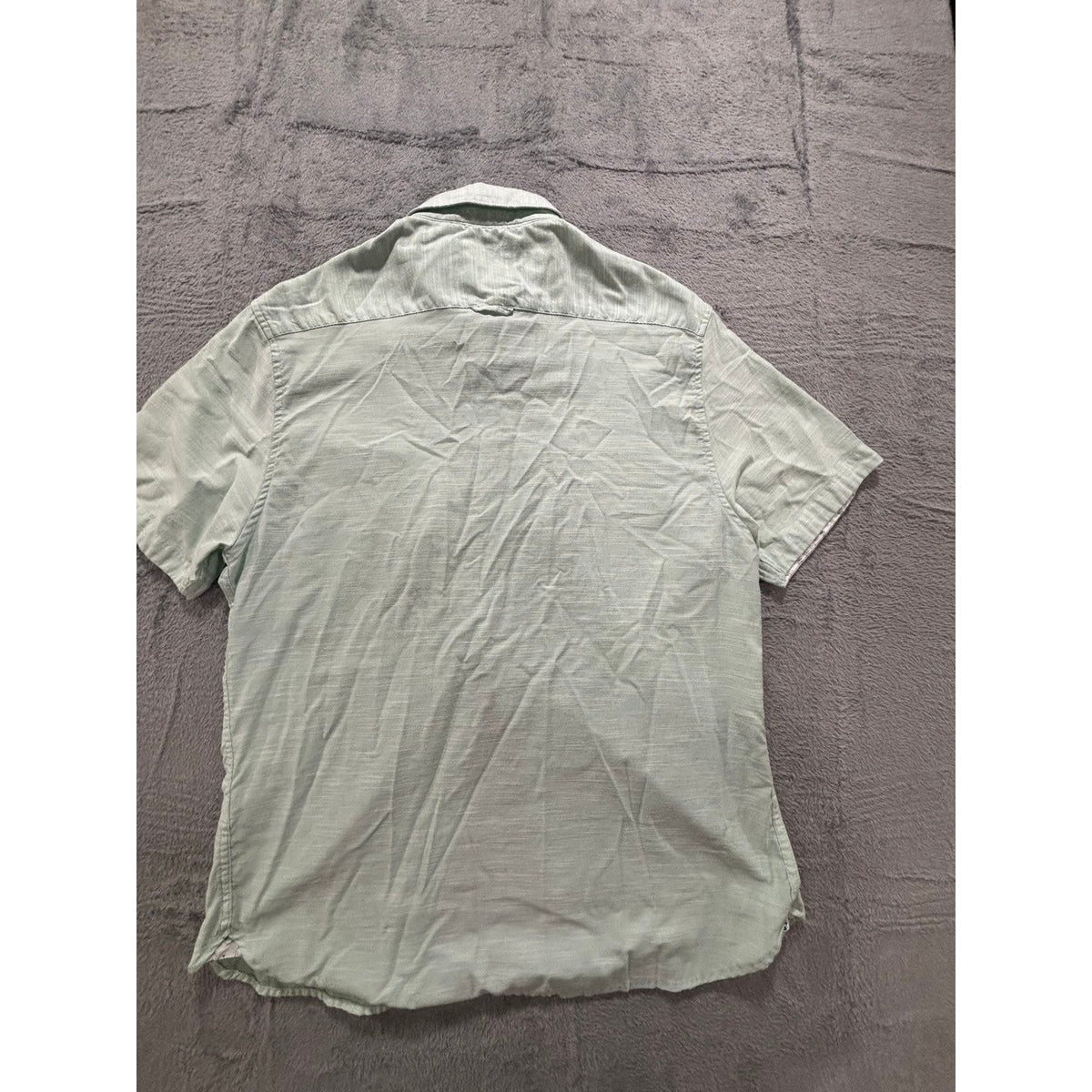 Denim & Flower L Mint Green Short Sleeve Button Down Shirt Casual Preppy Mens