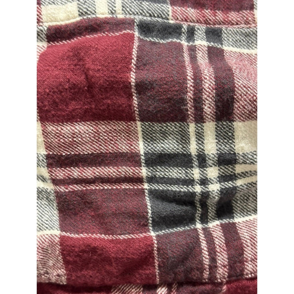 American Eagle M Red Plaid Hooded Flannel Shirt Womens Casual Vintage Style