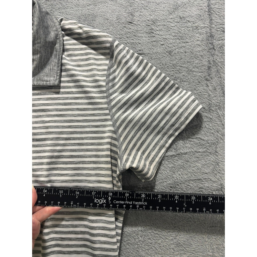 ZeroXposur Polo Shirt Women M Gray Striped Athletic Golf Stretch Lightweight