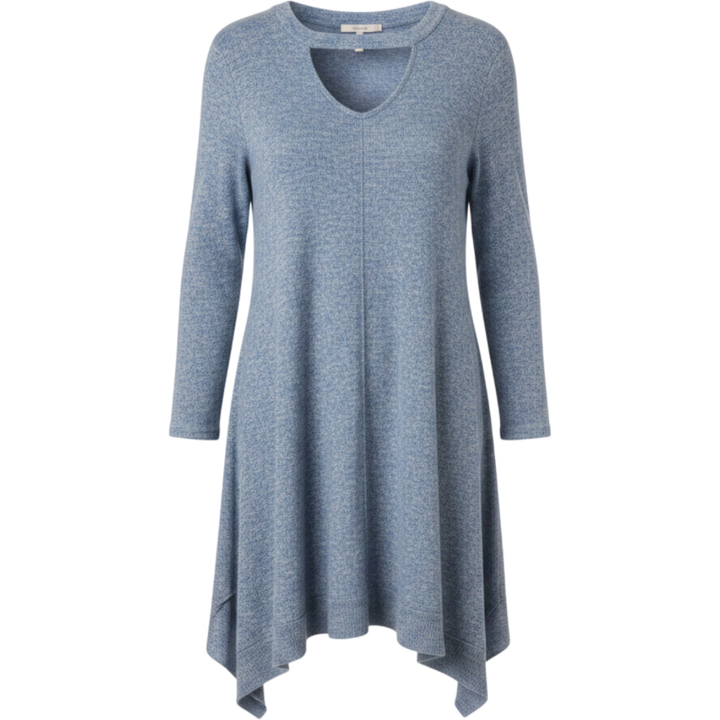 Poof! Blue Marled Asymmetrical Hem Tunic Top Dress Size Medium Long Sleeve