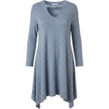 Poof! Blue Marled Asymmetrical Hem Tunic Top Dress Size Medium Long Sleeve