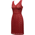 Kasper Red Lace Sheath Dress Est Women's Medium Cocktail Formal Belted Classic