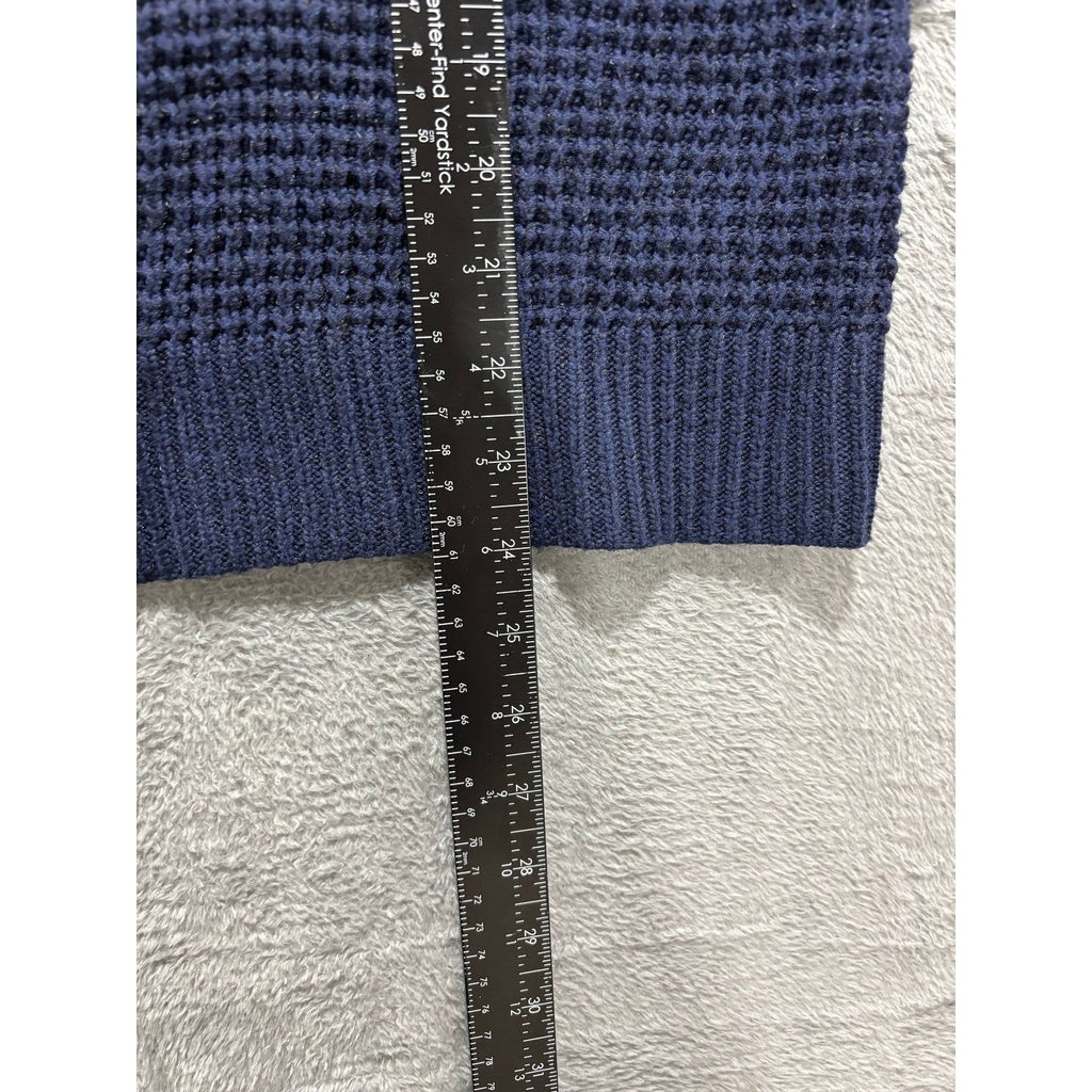 Time and Tru Womens L Navy Blue Waffle Knit Sweater Casual Cozy Pullover
